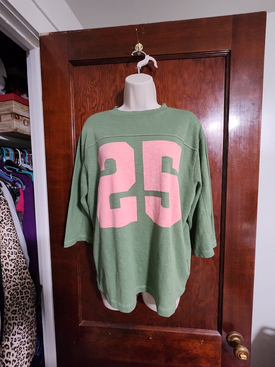 Pilcro Tops - NWT Anthropologie Pilcro 3/4 Sleeve Varsity Tee XS Green Pink 25